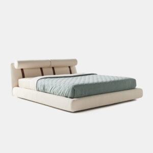 rolled headboard luxury bed, soft platform contemporary karyola, ozel uretim modern yatak tasarimi, minimal collectible bedroom furniture, upholstered designer platform bed