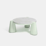 green marble designer table, collectible contemporary orta sehpa, pastel lacquer luxury table, sculptural modern coffee table, ozel uretim mermer sehpa