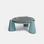 green marble designer table, collectible contemporary orta sehpa, pastel lacquer luxury table, sculptural modern coffee table, ozel uretim mermer sehpa
