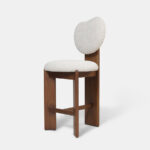 boucle bar sandalyesi, ozel uretim counter stool, contemporary ahsap bar sandalyesi, round back modern stool, luxury mutfak bar sandalyesi