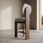 boucle bar sandalyesi, ozel uretim counter stool, contemporary ahsap bar sandalyesi, round back modern stool, luxury mutfak bar sandalyesi