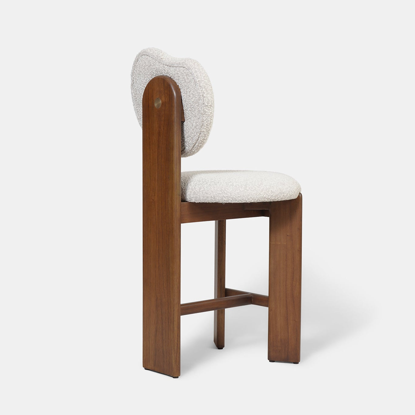 boucle bar sandalyesi, ozel uretim counter stool, contemporary ahsap bar sandalyesi, round back modern stool, luxury mutfak bar sandalyesi