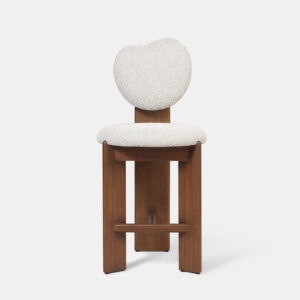 boucle bar sandalyesi, ozel uretim counter stool, contemporary ahsap bar sandalyesi, round back modern stool, luxury mutfak bar sandalyesi