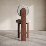 boucle bar sandalyesi, ozel uretim counter stool, contemporary ahsap bar sandalyesi, round back modern stool, luxury mutfak bar sandalyesi
