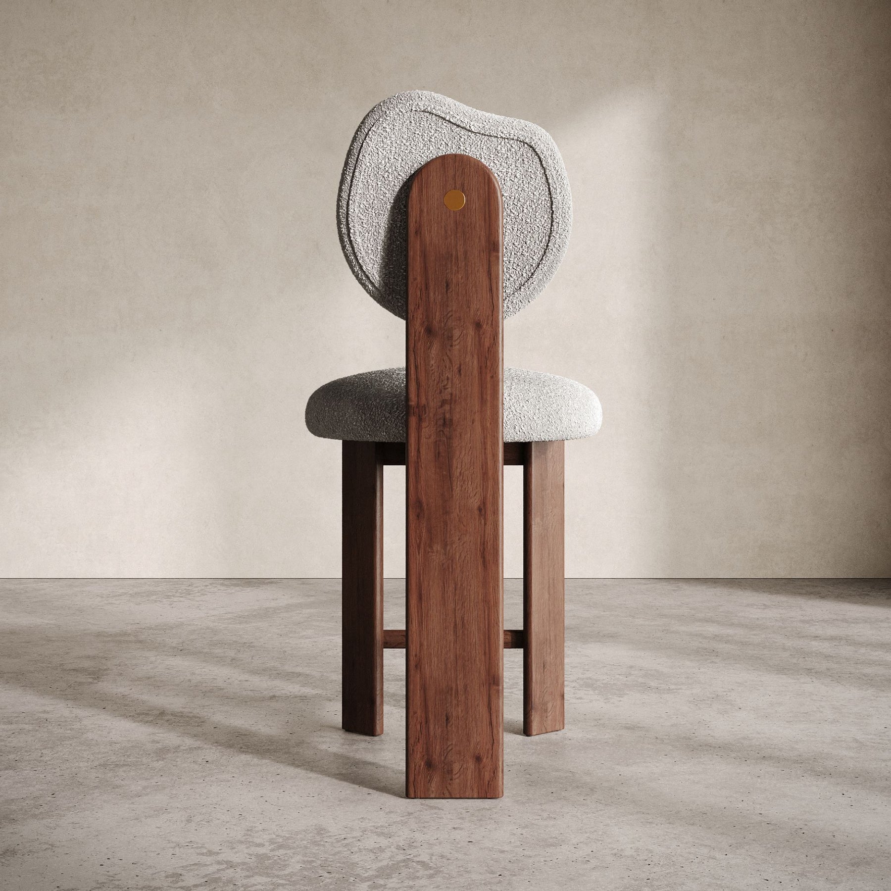 boucle bar sandalyesi, ozel uretim counter stool, contemporary ahsap bar sandalyesi, round back modern stool, luxury mutfak bar sandalyesi