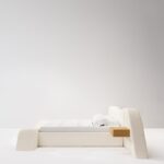 curved platform luxury bed, ozel uretim contemporary karyola, sculptural modern bedroom furniture, organic form designer yatak, soft minimal luxury karyola