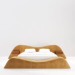 curved platform luxury bed, ozel uretim contemporary karyola, sculptural modern bedroom furniture, organic form designer yatak, soft minimal luxury karyola