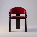 red lacquer designer chair, collectible contemporary sandalye, ozel uretim luxury dining chair, sculptural black wood chair, modern gallery style sandalye