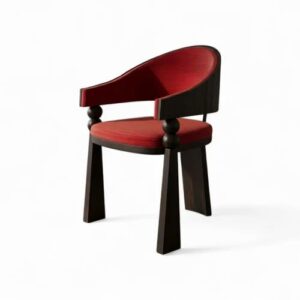 red lacquer designer chair, collectible contemporary sandalye, ozel uretim luxury dining chair, sculptural black wood chair, modern gallery style sandalye