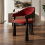 red lacquer designer chair, collectible contemporary sandalye, ozel uretim luxury dining chair, sculptural black wood chair, modern gallery style sandalye