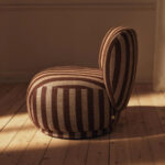 rico piccolo berjer, çizgili boucle lounge chair, swivel contemporary berjer, özel üretim sculptural koltuk, collectible design lounge chair