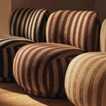 rico piccolo berjer, çizgili boucle lounge chair, swivel contemporary berjer, özel üretim sculptural koltuk, collectible design lounge chair