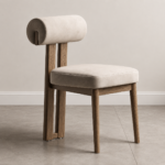 rolven sandalye, silindirik sırtlı sandalye, masif meşe dining chair, özel üretim contemporary sandalye, sculptural modern chair