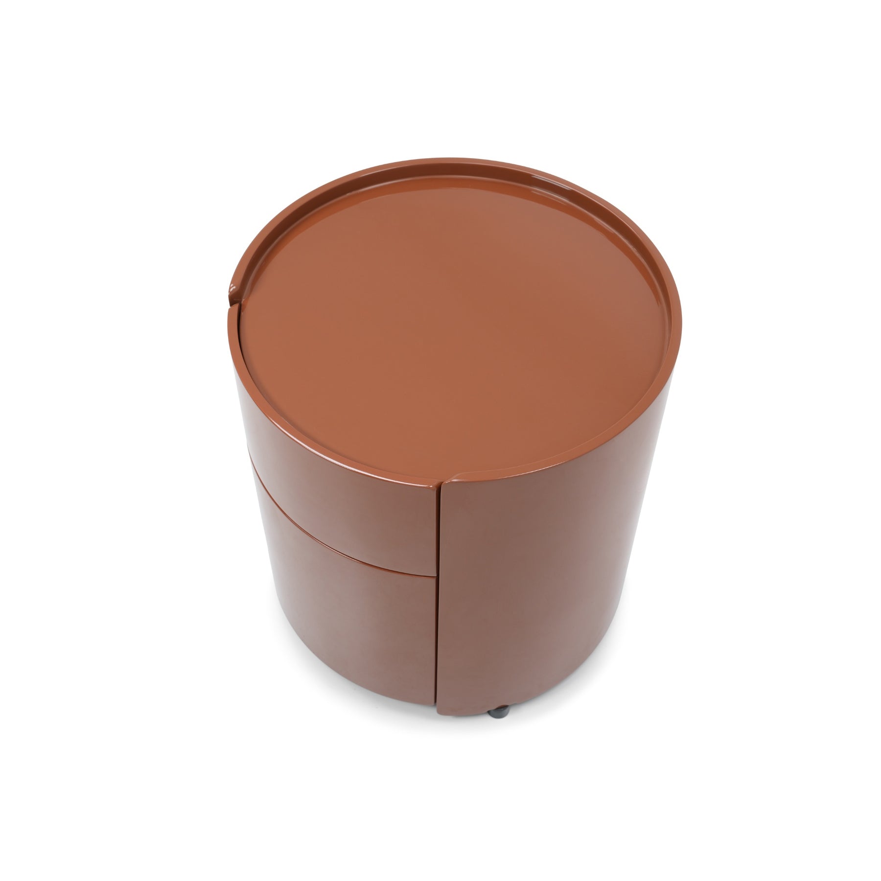 rondo komodin, cylindrical modern komodin, lake bedside table, özel üretim luxury komodin, sculptural contemporary komodin