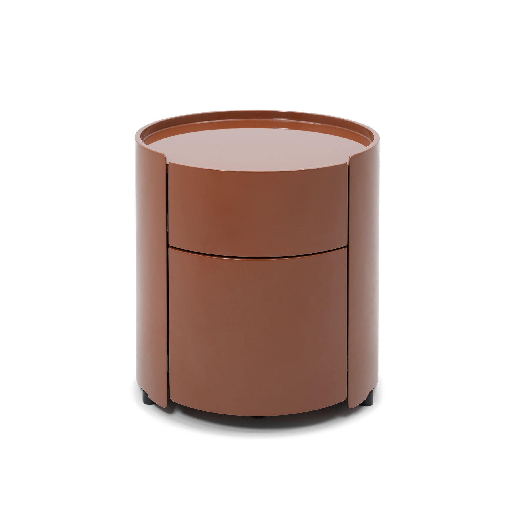 rondo komodin, cylindrical modern komodin, lake bedside table, özel üretim luxury komodin, sculptural contemporary komodin