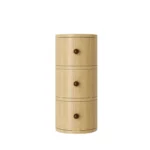 silindirik komodin, açık meşe bedside table, özel üretim modern komodin, japandi yatak odası mobilyası, contemporary yuvarlak komodin