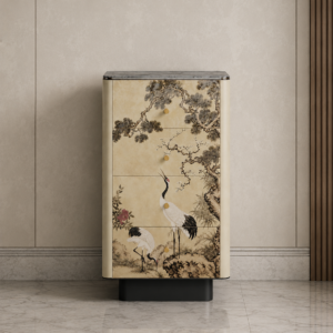 tsuru şifonyer, sanatsal luxury drawer cabinet, özel üretim oriental mobilya, contemporary collectible şifonyer, dekoratif panel dresser